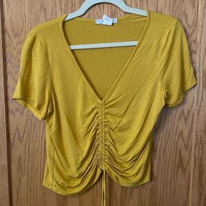 Gaze Cinched Mustard Yellow Cropped Tee